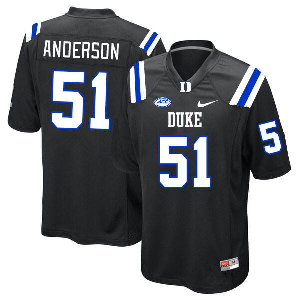Men #51 David Anderson Duke Blue Devils College Football Jerseys Stitched Sale-Black